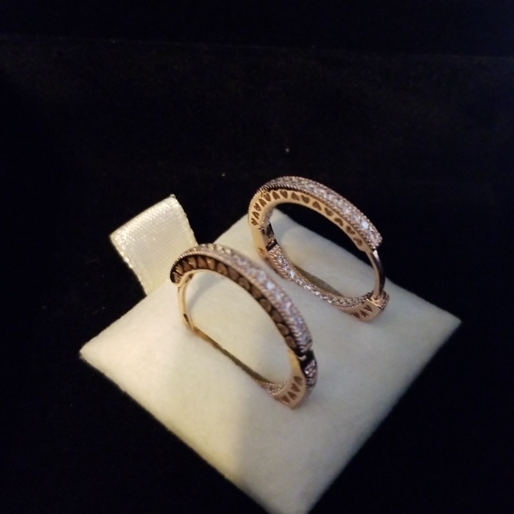 Pandora  Rose Gold hoop  earings. nwot